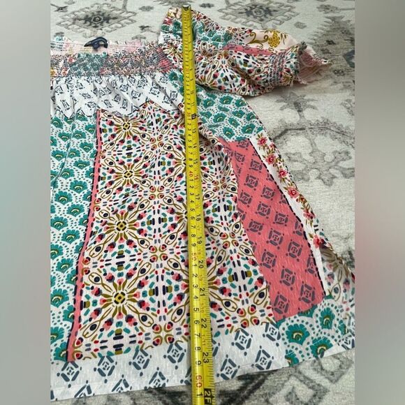 Democracy short sleeve Boho patchwork print top size medium - Picture 6 of 9